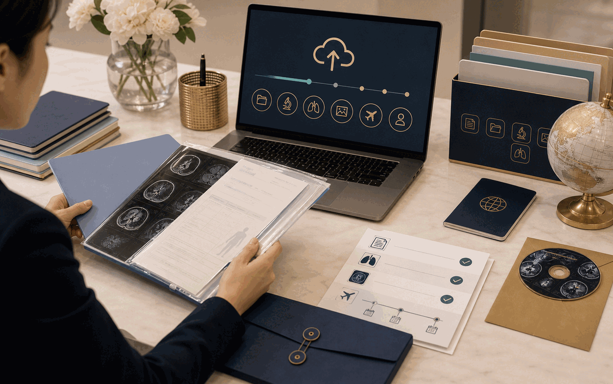 Medical record upload and international patient inquiry