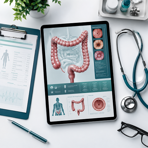 Gastrointestinal health concept representing ulcerative colitis symptoms and medical consultation